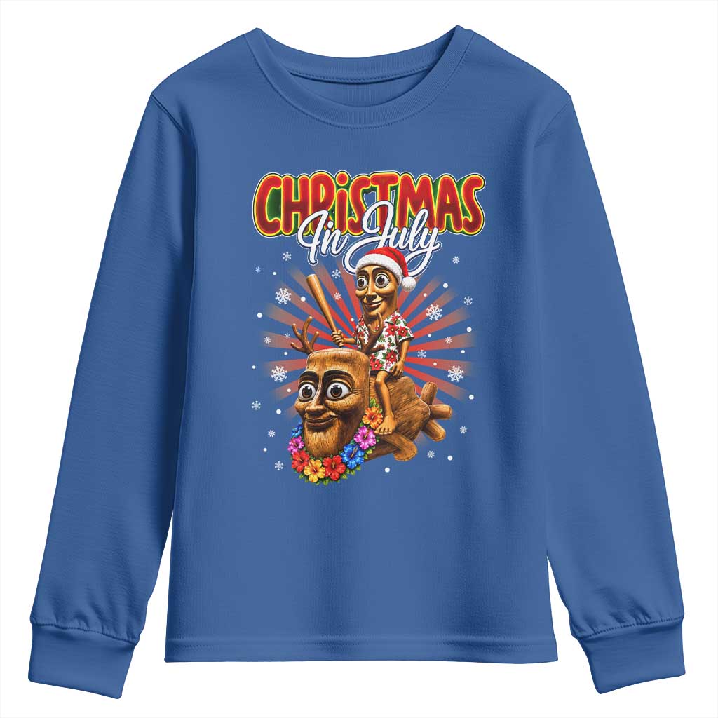 Christmas In July Tung Tung Tung TTT Sahur Cursed Meme Youth Sweatshirt Funny Ironic Tropical Summer Hawaiian Holiday Surreal