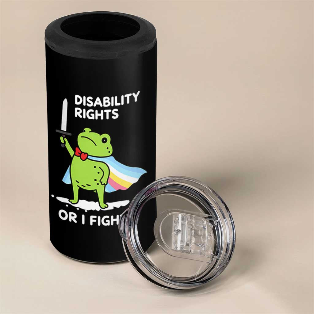 Funny Frog Disability Pride Flag Warrior 4 in 1 Can Cooler Tumbler Disability Rights Or I Fights