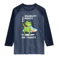 Funny Frog Disability Pride Flag Warrior Raglan Shirt Disability Rights Or I Fights