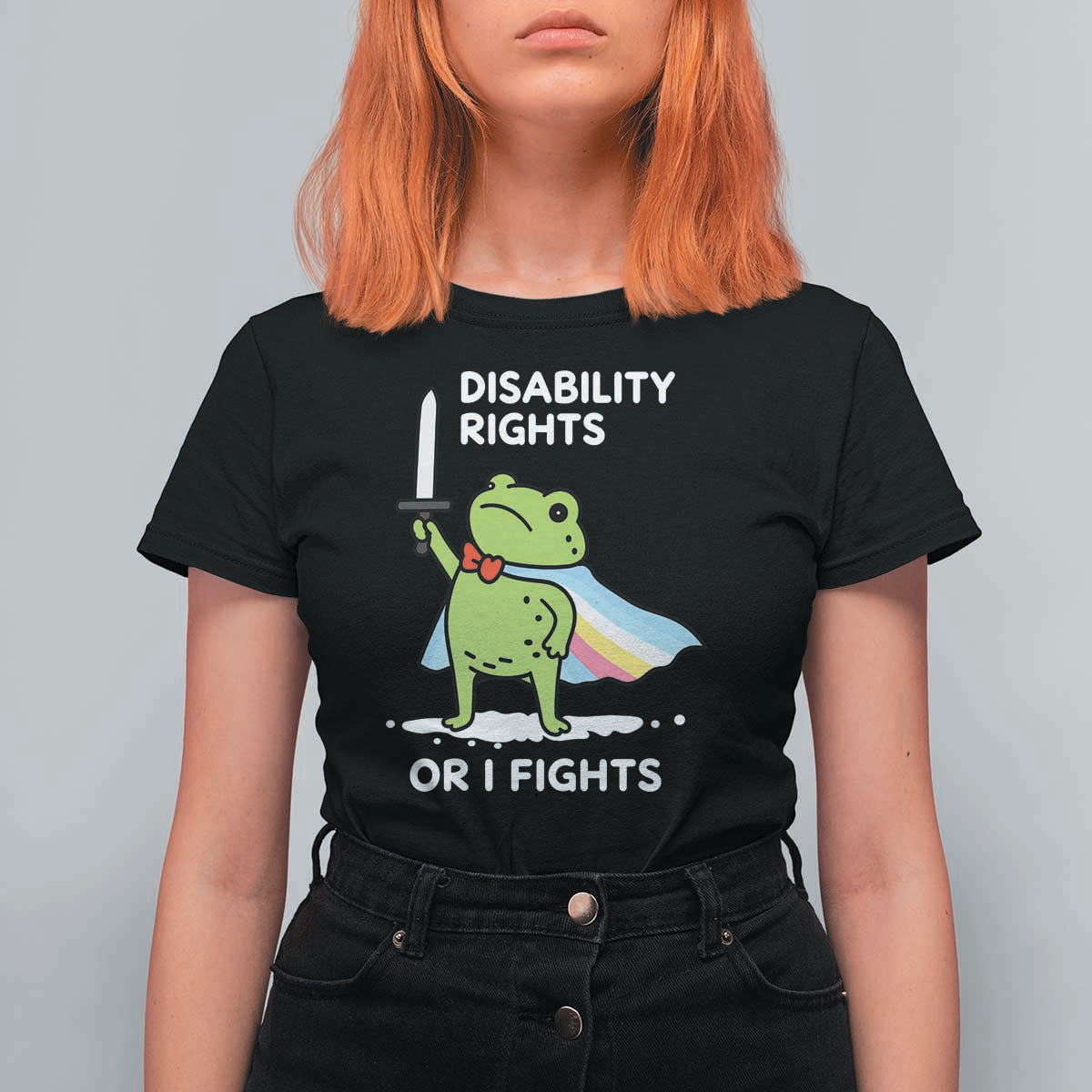 Funny Frog Disability Pride Flag Warrior T Shirt For Women Disability Rights Or I Fights