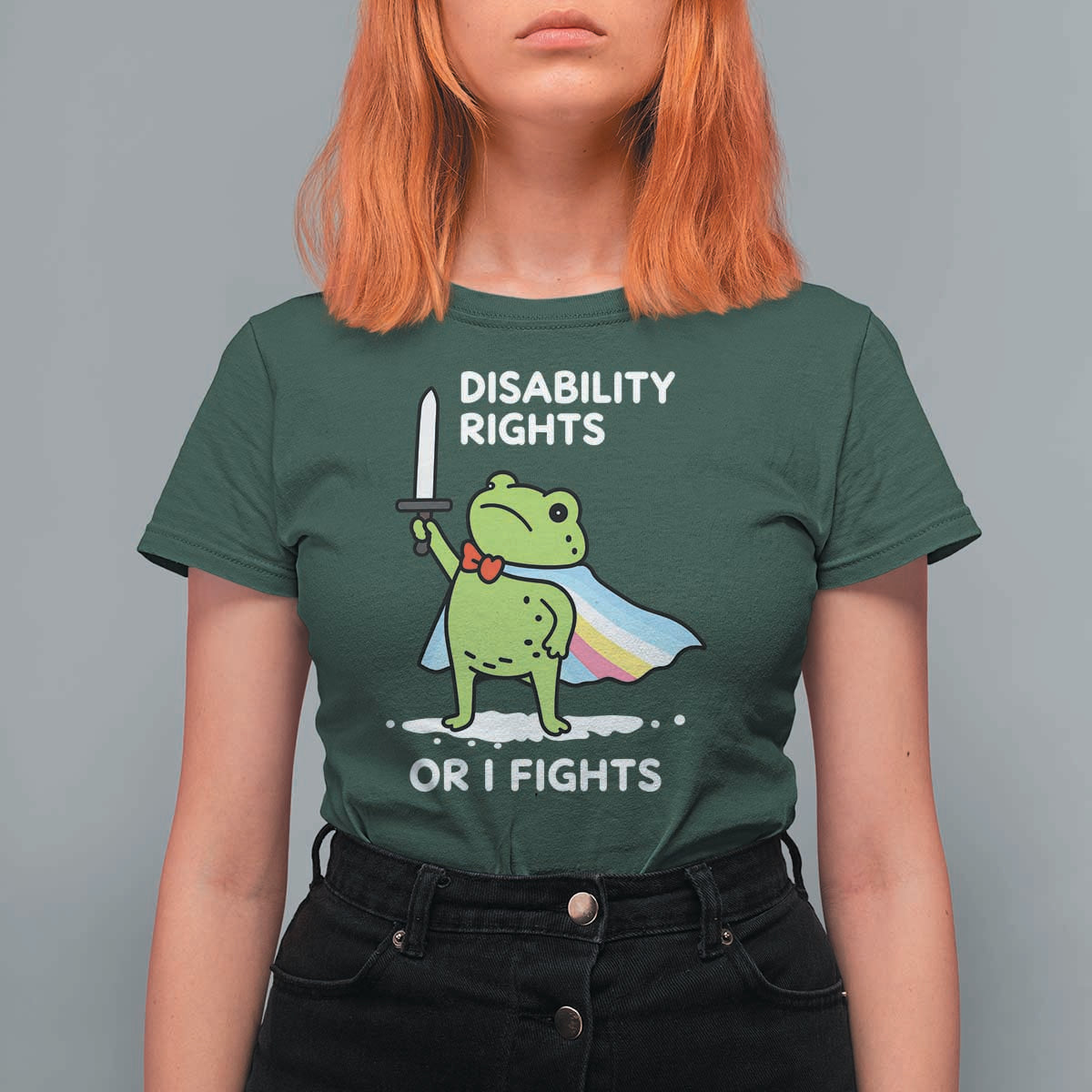 Funny Frog Disability Pride Flag Warrior T Shirt For Women Disability Rights Or I Fights