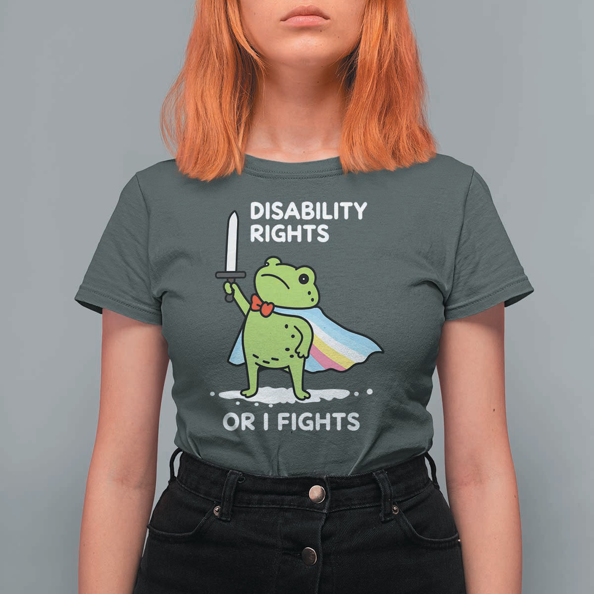 Funny Frog Disability Pride Flag Warrior T Shirt For Women Disability Rights Or I Fights