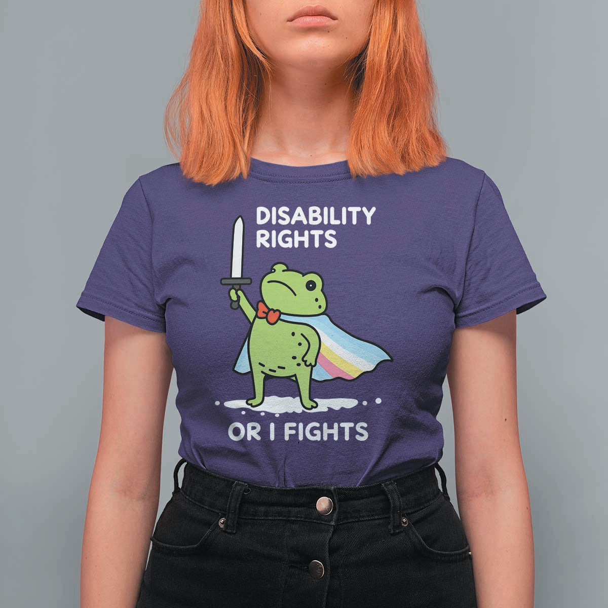 Funny Frog Disability Pride Flag Warrior T Shirt For Women Disability Rights Or I Fights