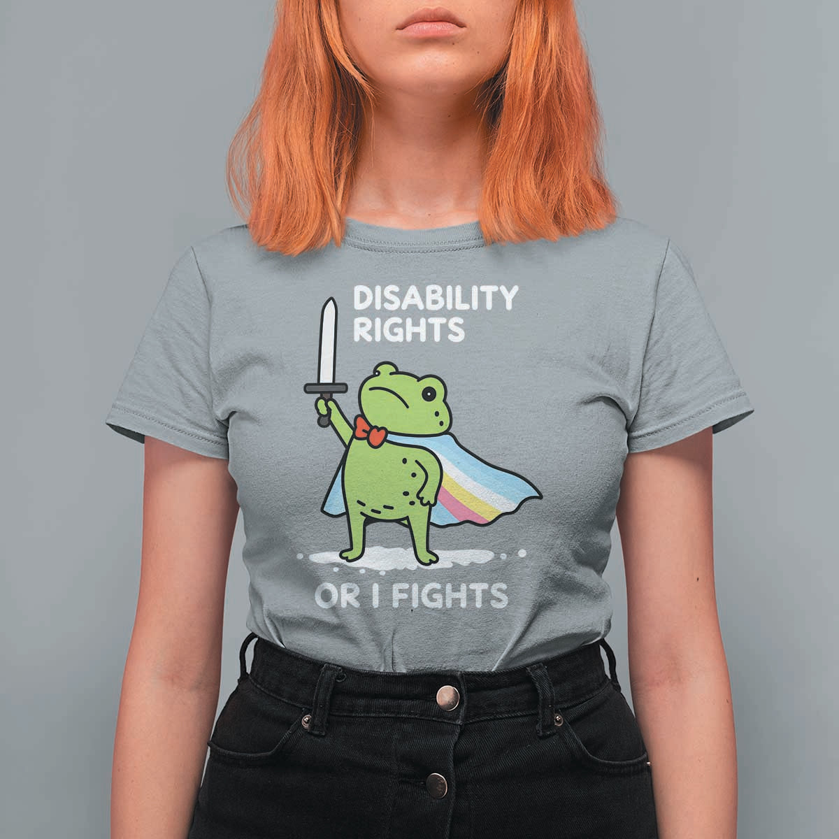 Funny Frog Disability Pride Flag Warrior T Shirt For Women Disability Rights Or I Fights