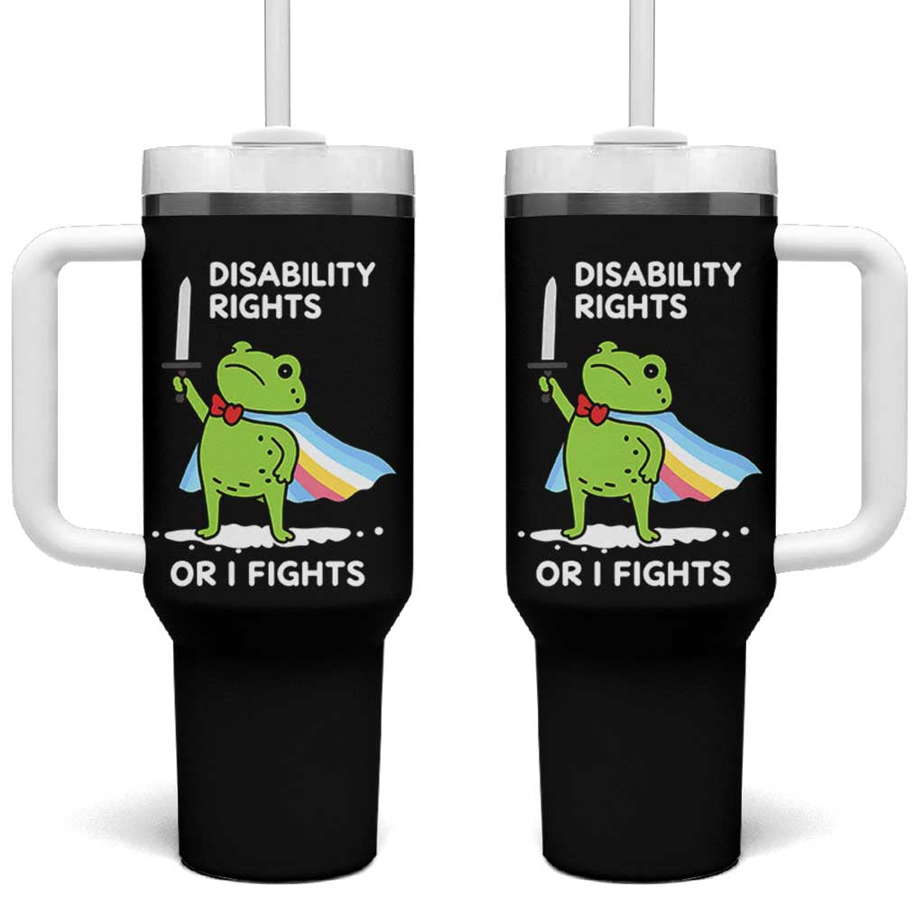 Funny Frog Disability Pride Flag Warrior Tumbler With Handle Disability Rights Or I Fights