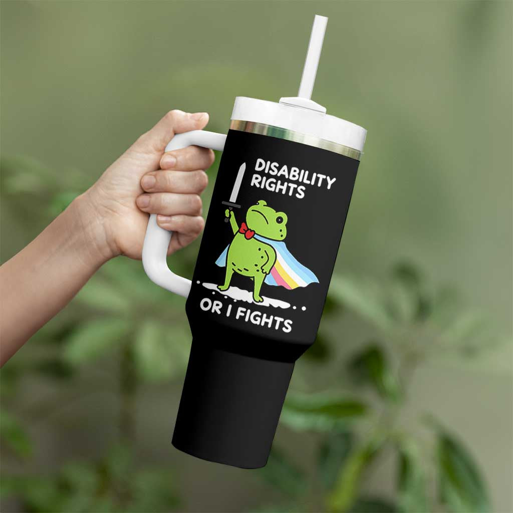 Funny Frog Disability Pride Flag Warrior Tumbler With Handle Disability Rights Or I Fights