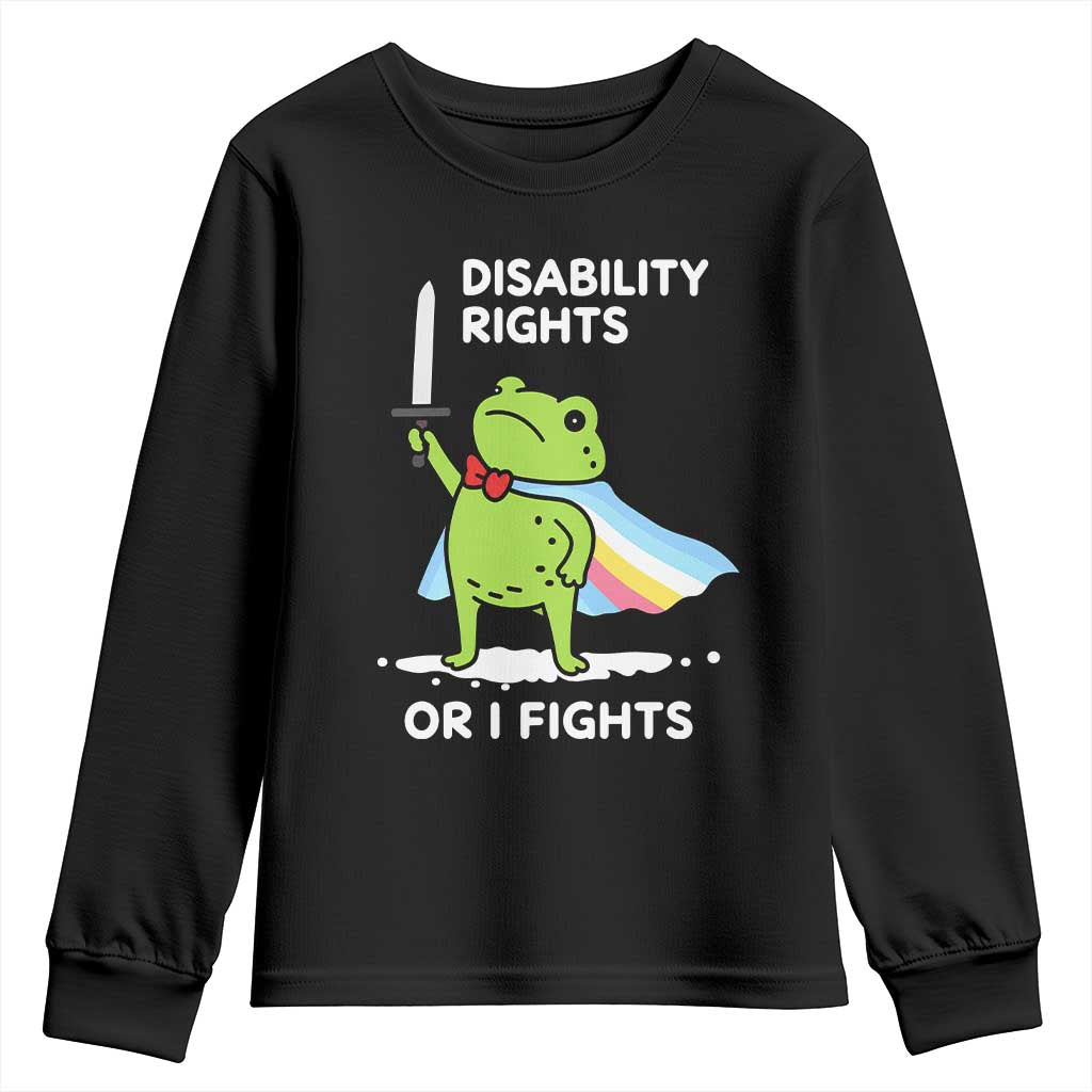 Funny Frog Disability Pride Flag Warrior Youth Sweatshirt Disability Rights Or I Fights