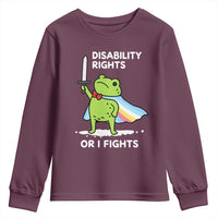 Funny Frog Disability Pride Flag Warrior Youth Sweatshirt Disability Rights Or I Fights