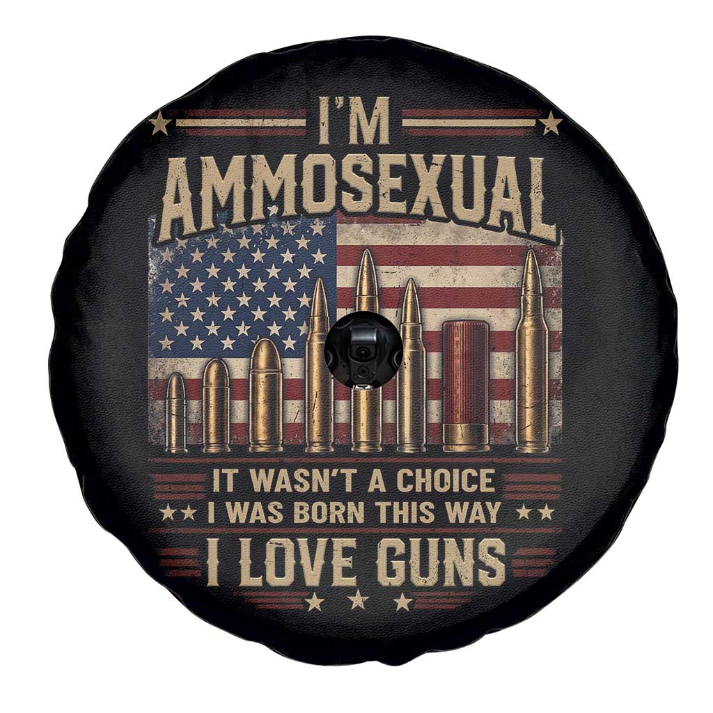 Funny Patriotic Second Amendment Humor American Flag Spare Tire Cover Im Ammosexual I Love Guns Owners Veterans