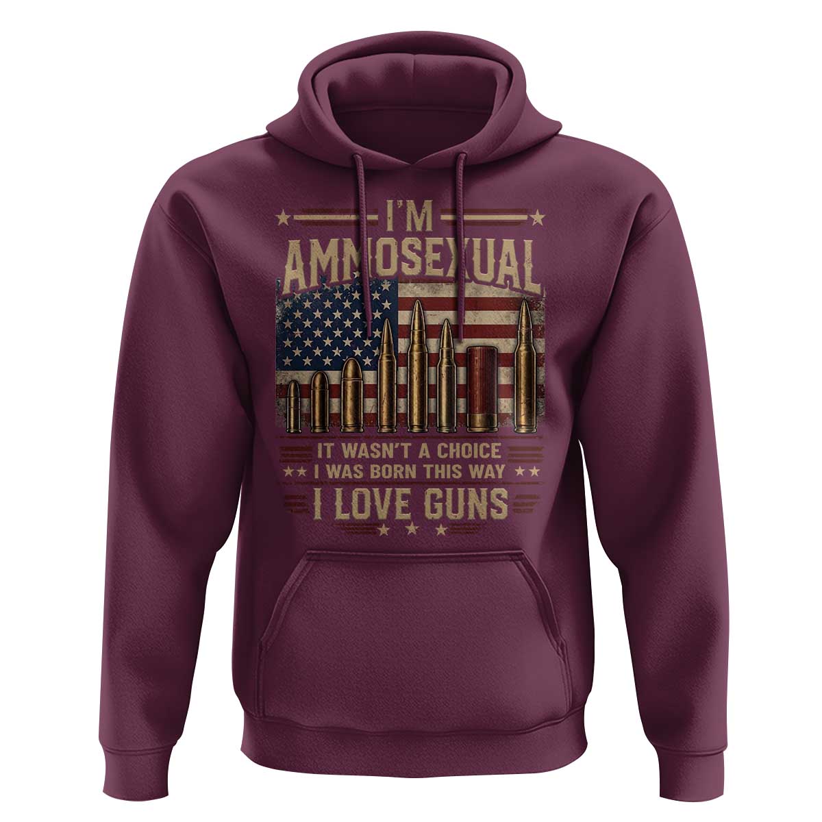 Funny Patriotic Second Amendment Humor American Flag Hoodie Im Ammosexual I Love Guns Owners Veterans