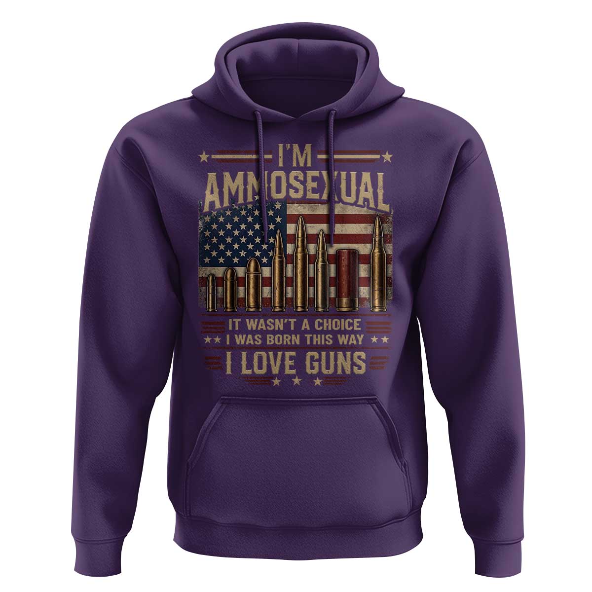 Funny Patriotic Second Amendment Humor American Flag Hoodie Im Ammosexual I Love Guns Owners Veterans