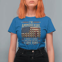 Funny Patriotic Second Amendment Humor American Flag T Shirt For Women Im Ammosexual I Love Guns Owners Veterans