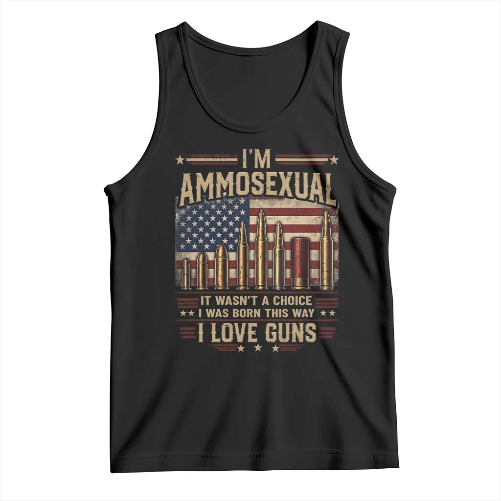 Funny Patriotic Second Amendment Humor American Flag Tank Top Im Ammosexual I Love Guns Owners Veterans