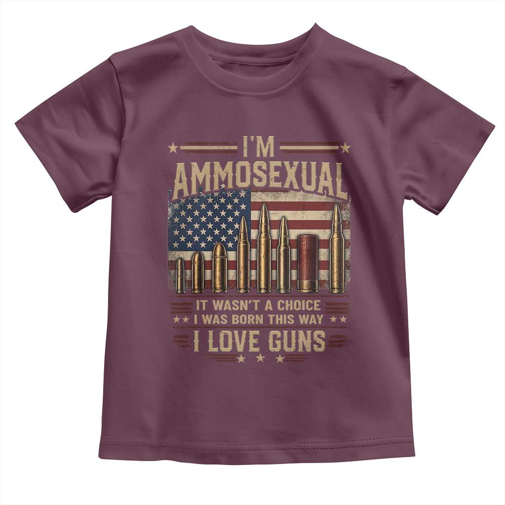 Funny Patriotic Second Amendment Humor American Flag Toddler T Shirt Im Ammosexual I Love Guns Owners Veterans