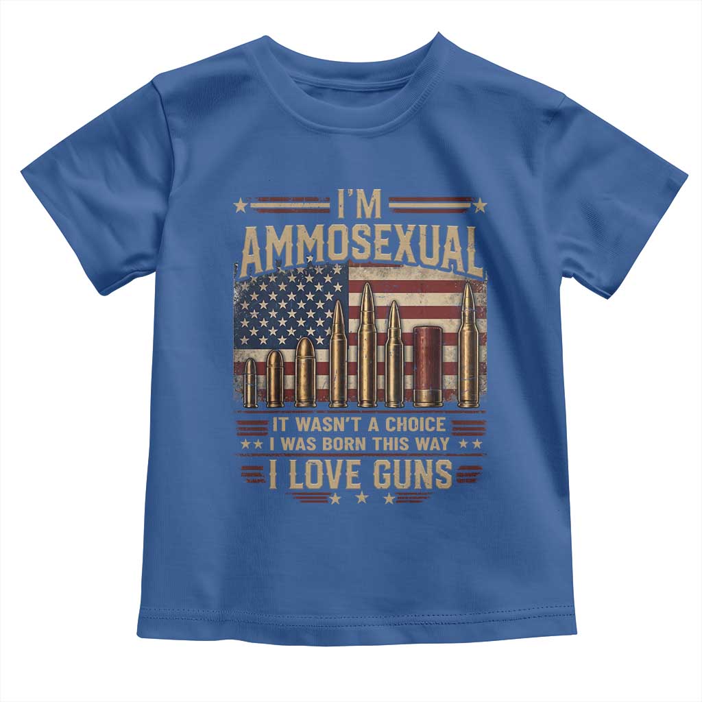 Funny Patriotic Second Amendment Humor American Flag Toddler T Shirt Im Ammosexual I Love Guns Owners Veterans