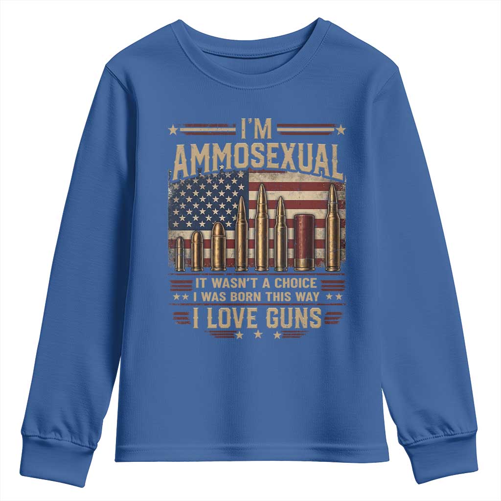 Funny Patriotic Second Amendment Humor American Flag Youth Sweatshirt Im Ammosexual I Love Guns Owners Veterans