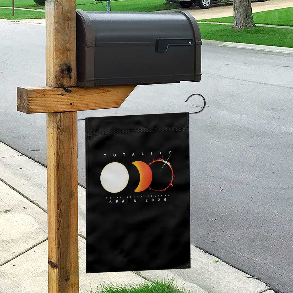 Spain Total Solar Eclipse 2026 Totality Garden Flag Espana Travel Souvenir Astronomy Geek Gift