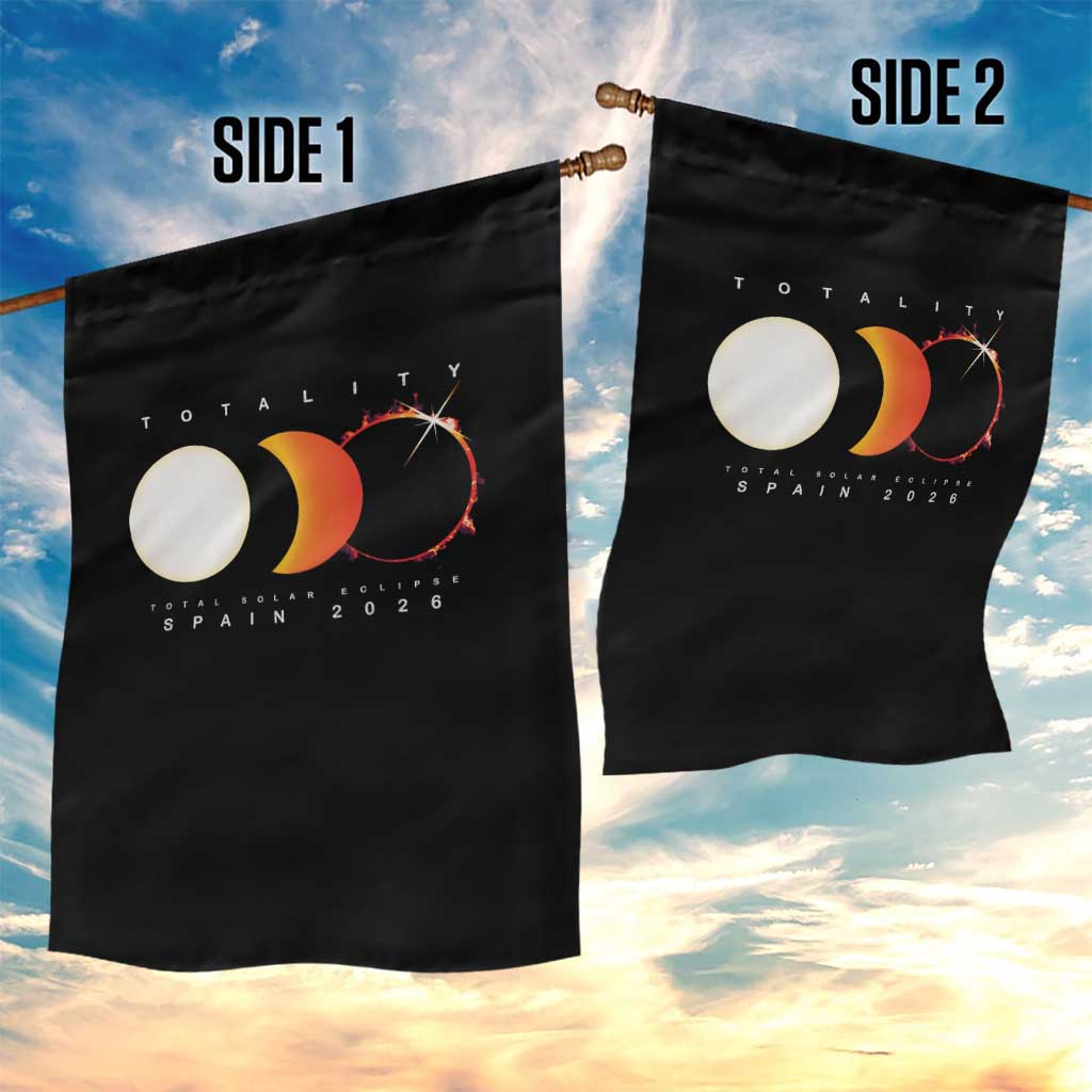 Spain Total Solar Eclipse 2026 Totality Garden Flag Espana Travel Souvenir Astronomy Geek Gift