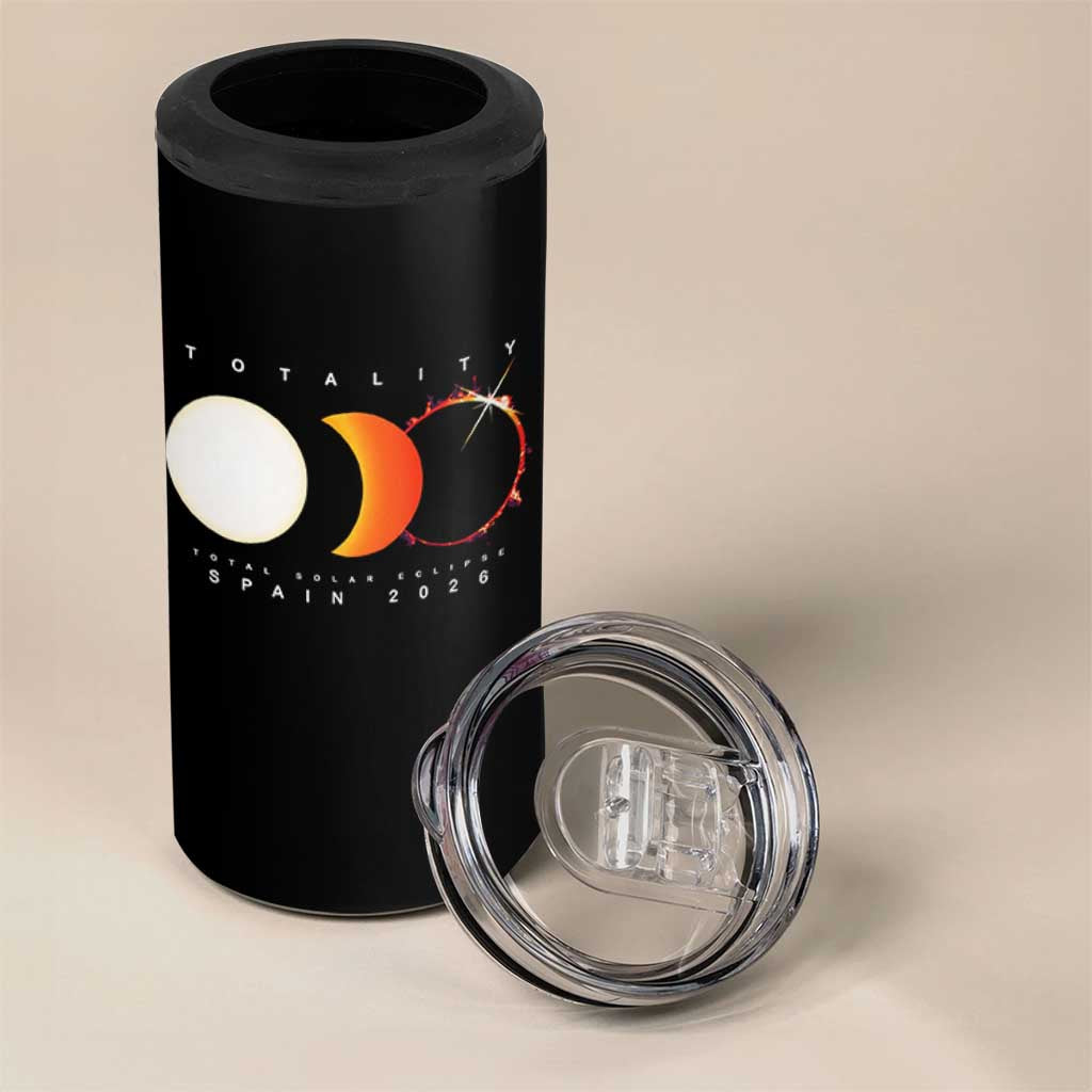 Spain Total Solar Eclipse 2026 Totality 4 in 1 Can Cooler Tumbler Espana Travel Souvenir Astronomy Geek Gift