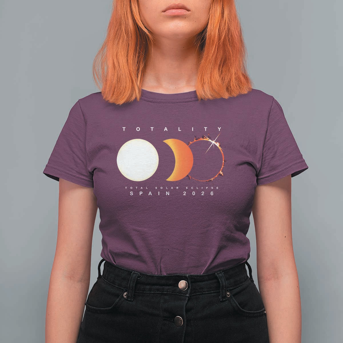 Spain Total Solar Eclipse 2026 Totality T Shirt For Women Espana Travel Souvenir Astronomy Geek Gift