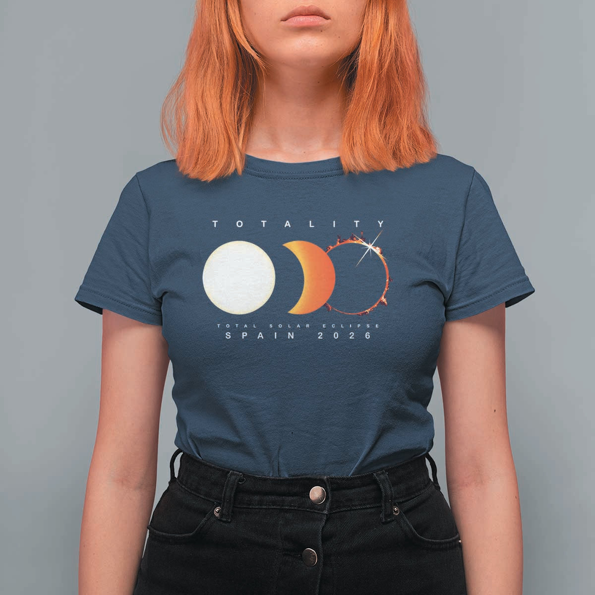 Spain Total Solar Eclipse 2026 Totality T Shirt For Women Espana Travel Souvenir Astronomy Geek Gift