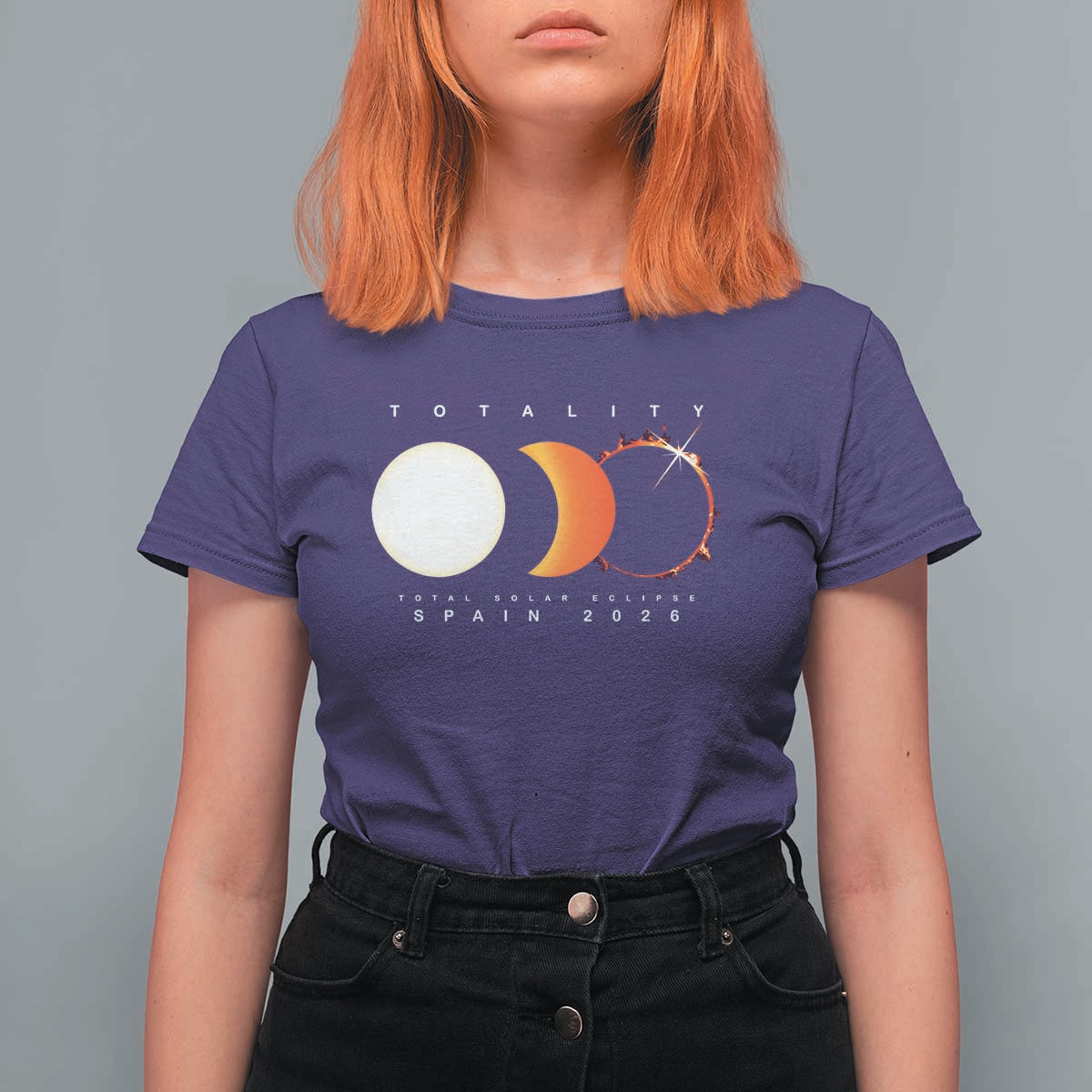 Spain Total Solar Eclipse 2026 Totality T Shirt For Women Espana Travel Souvenir Astronomy Geek Gift