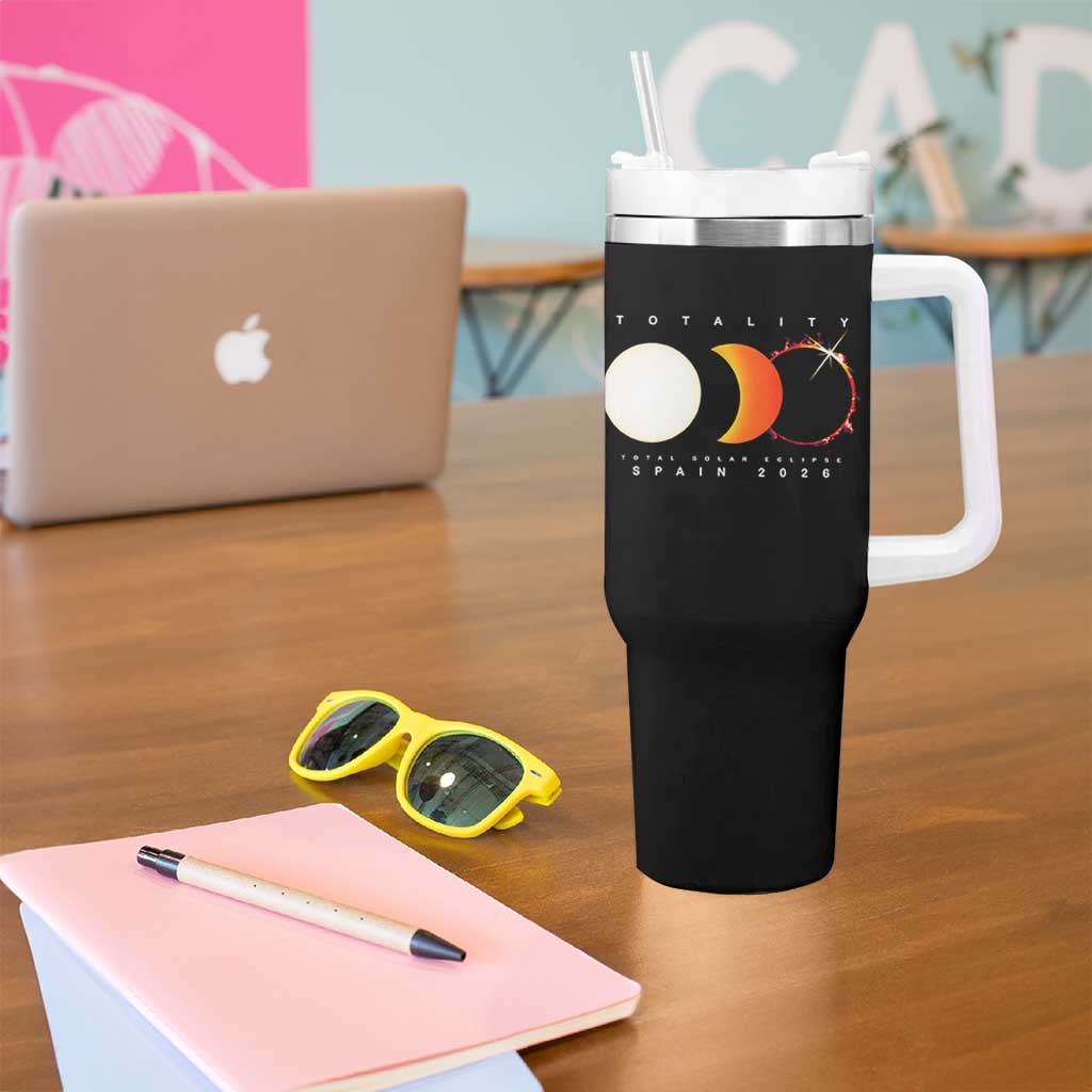 Spain Total Solar Eclipse 2026 Totality Tumbler With Handle Espana Travel Souvenir Astronomy Geek Gift