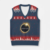 Greenland Total Solar Eclipse 2026 V-Neck Knit Sweater Vest Path of Totality Astronomy Gift