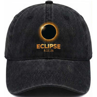 2026 Total Solar Eclipse Washed Cotton Baseball Cap August 12 Totality Astronomy Souvenir