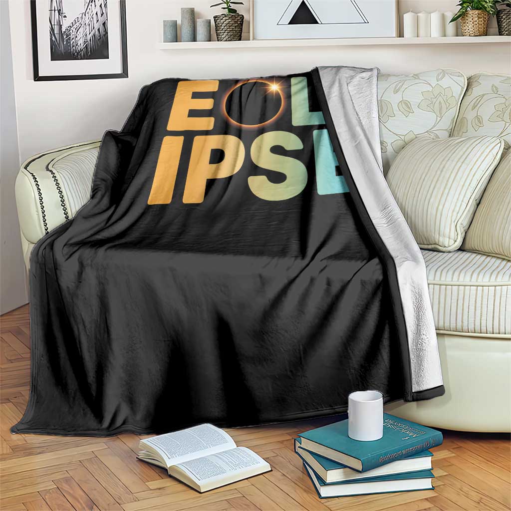 2026 Total Solar Eclipse Retro Typography Throw Blanket August 12 Totality Astronomy Gift