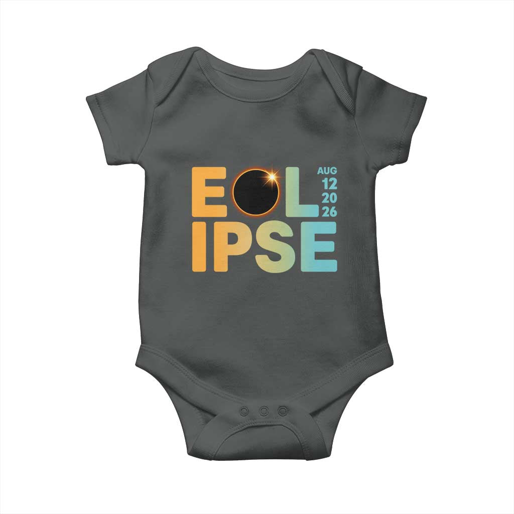 2026 Total Solar Eclipse Retro Typography Baby Onesie August 12 Totality Astronomy Gift
