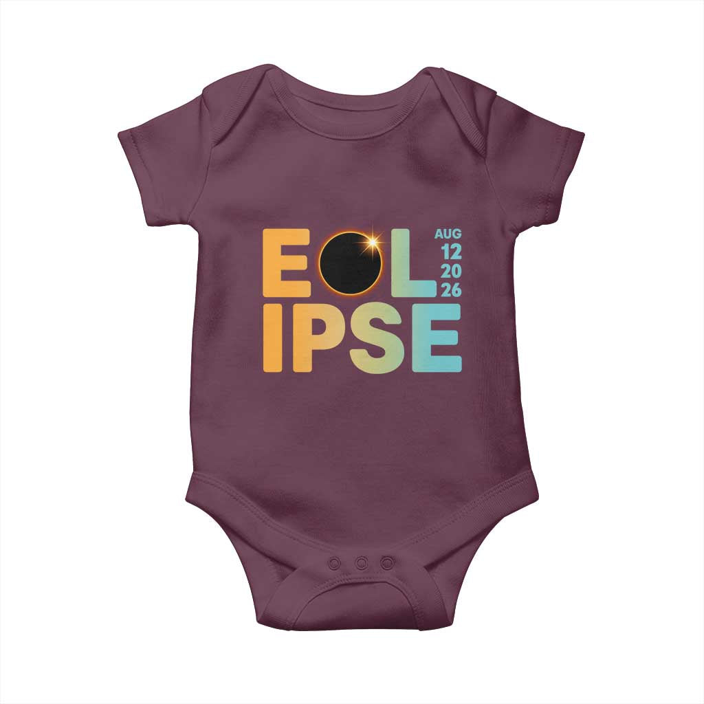 2026 Total Solar Eclipse Retro Typography Baby Onesie August 12 Totality Astronomy Gift
