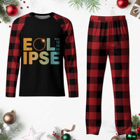 2026 Total Solar Eclipse Retro Typography Plaid Pajama Set August 12 Totality Astronomy Gift