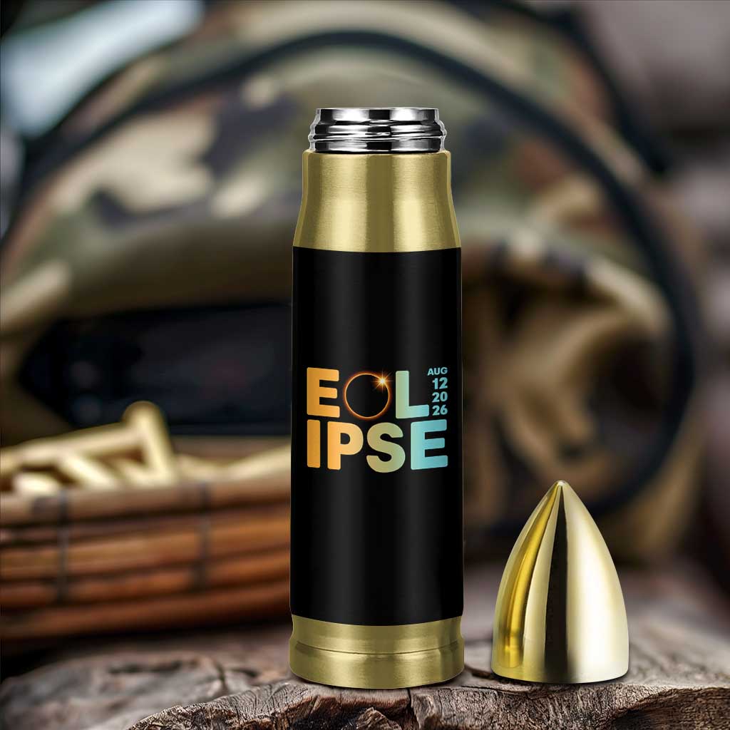 2026 Total Solar Eclipse Retro Typography Bullet Tumbler August 12 Totality Astronomy Gift