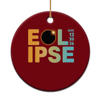 2026 Total Solar Eclipse Retro Typography Ceramic Ornament August 12 Totality Astronomy Gift