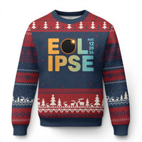 2026 Total Solar Eclipse Retro Typography Ugly Christmas Sweater August 12 Totality Astronomy Gift