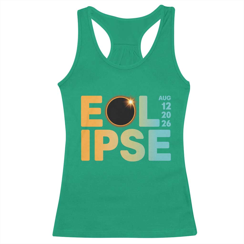 2026 Total Solar Eclipse Retro Typography Racerback Tank Top August 12 Totality Astronomy Gift