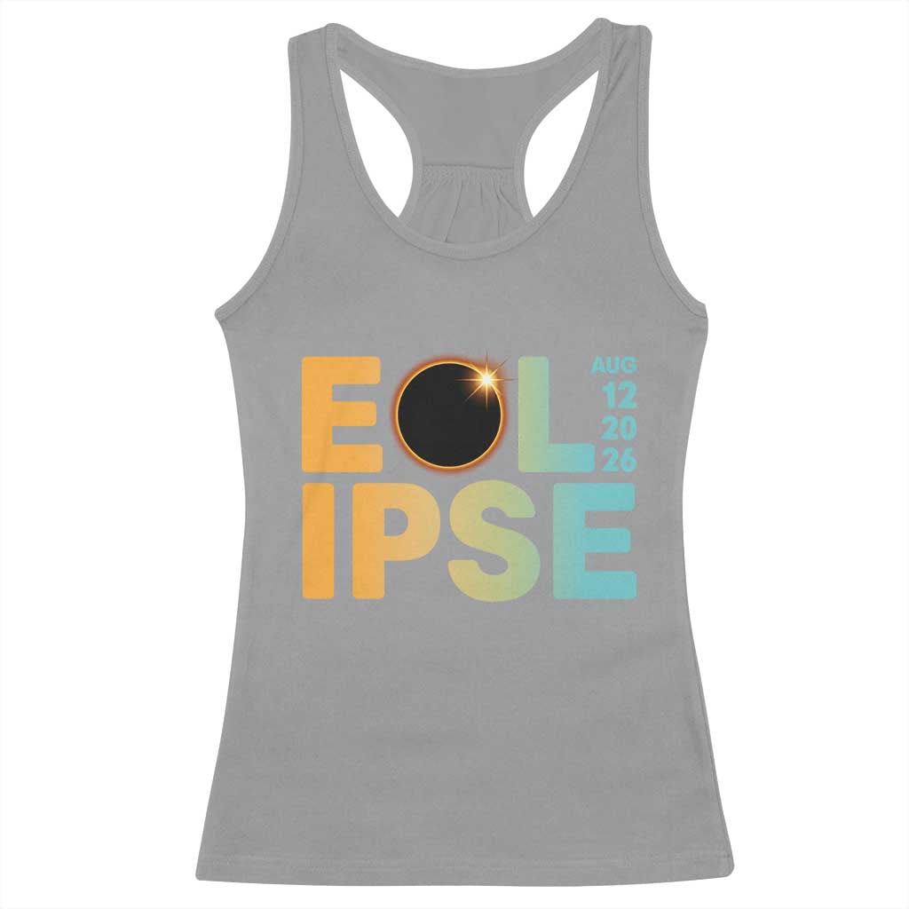 2026 Total Solar Eclipse Retro Typography Racerback Tank Top August 12 Totality Astronomy Gift