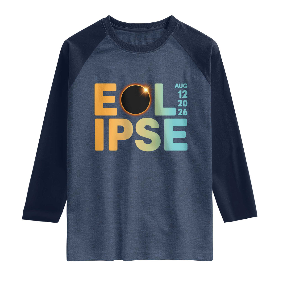 2026 Total Solar Eclipse Retro Typography Raglan Shirt August 12 Totality Astronomy Gift