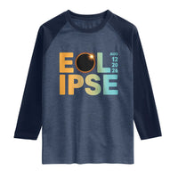 2026 Total Solar Eclipse Retro Typography Raglan Shirt August 12 Totality Astronomy Gift