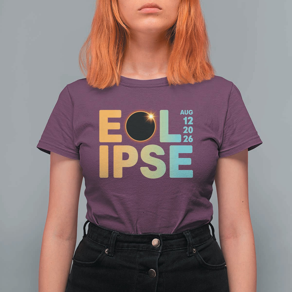 2026 Total Solar Eclipse Retro Typography T Shirt For Women August 12 Totality Astronomy Gift