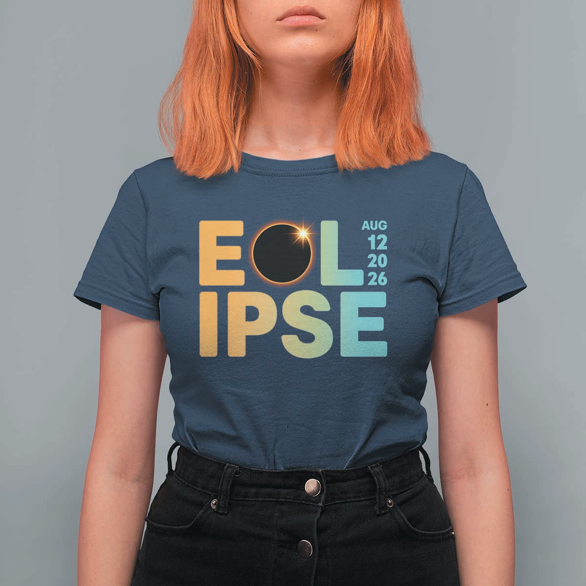 2026 Total Solar Eclipse Retro Typography T Shirt For Women August 12 Totality Astronomy Gift