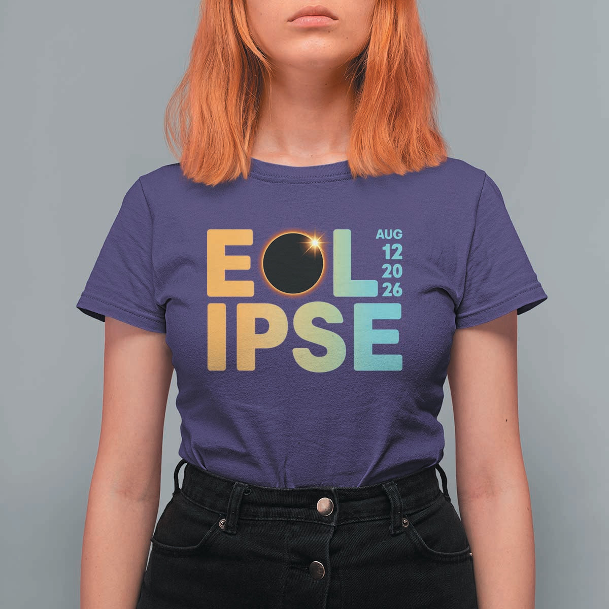 2026 Total Solar Eclipse Retro Typography T Shirt For Women August 12 Totality Astronomy Gift