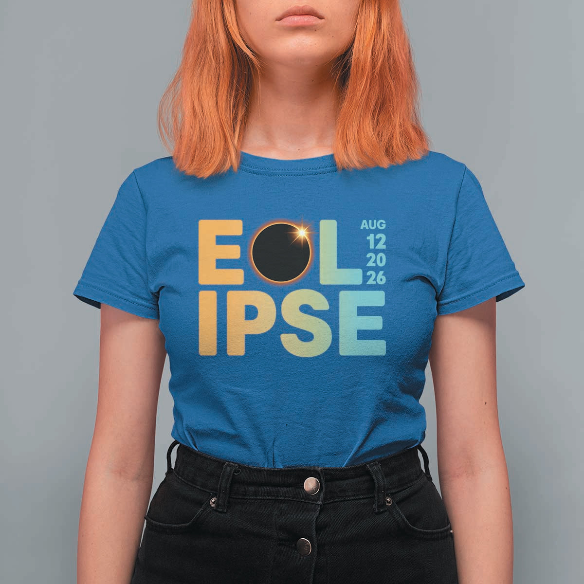 2026 Total Solar Eclipse Retro Typography T Shirt For Women August 12 Totality Astronomy Gift