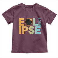 2026 Total Solar Eclipse Retro Typography Toddler T Shirt August 12 Totality Astronomy Gift