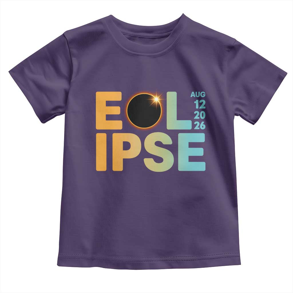 2026 Total Solar Eclipse Retro Typography Toddler T Shirt August 12 Totality Astronomy Gift