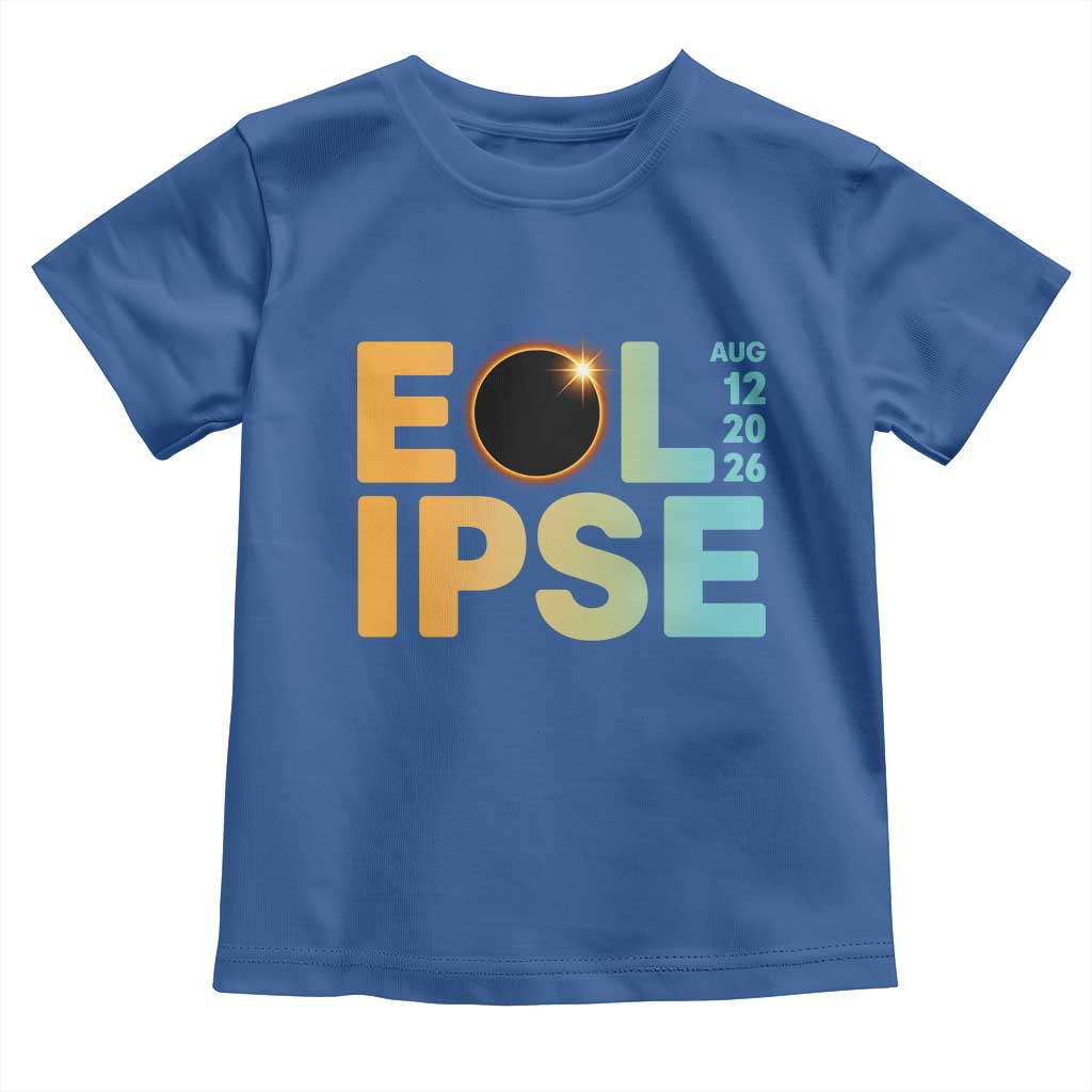 2026 Total Solar Eclipse Retro Typography Toddler T Shirt August 12 Totality Astronomy Gift