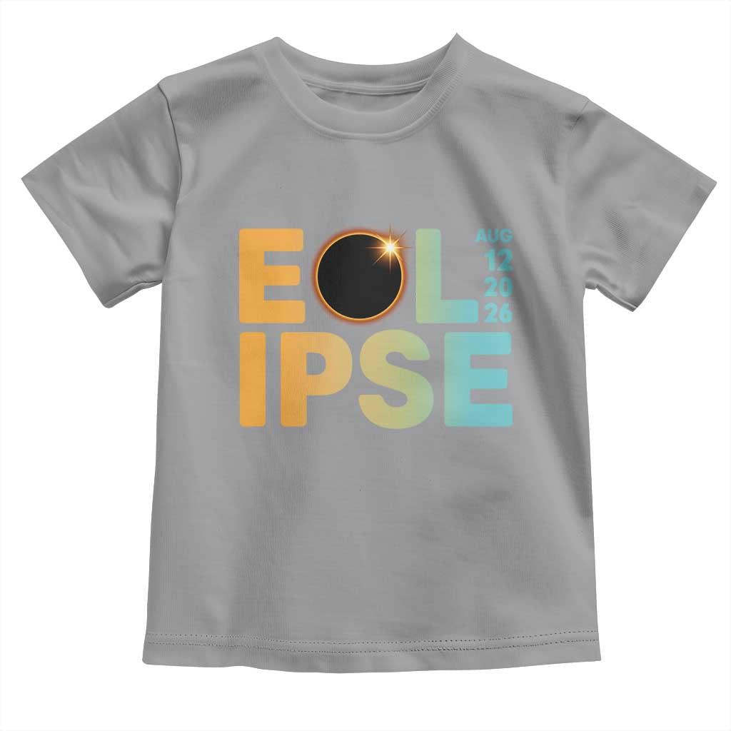 2026 Total Solar Eclipse Retro Typography Toddler T Shirt August 12 Totality Astronomy Gift