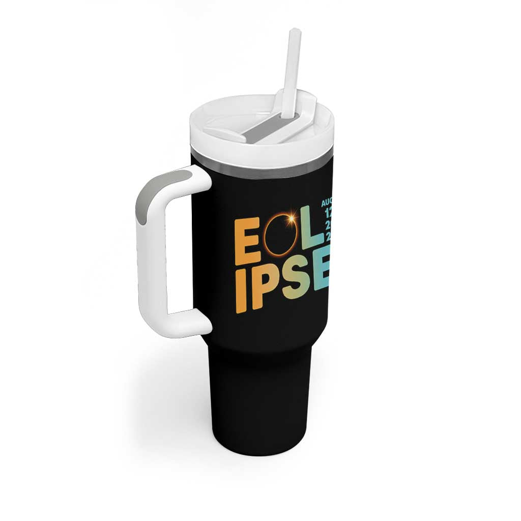 2026 Total Solar Eclipse Retro Typography Tumbler With Handle August 12 Totality Astronomy Gift