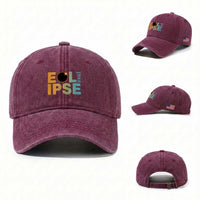 2026 Total Solar Eclipse Retro Typography Washed Cotton Baseball Cap August 12 Totality Astronomy Gift